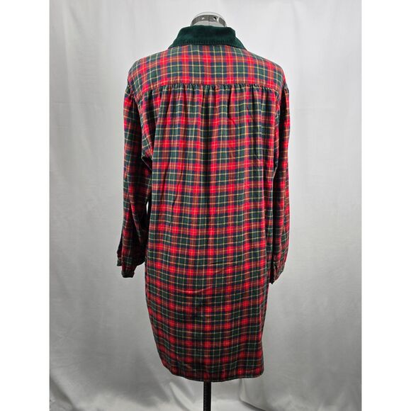 Victoria's Secret Country Babydoll Flannel Nightgown Velvet Collar Red & Green M - Picture 3 of 8